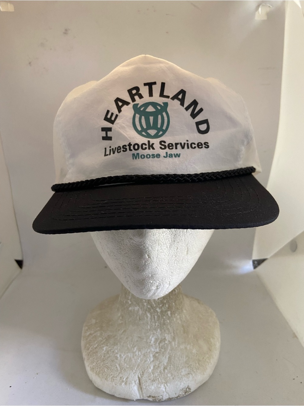 Moose Jaw White and Black Rope-Trim Hat